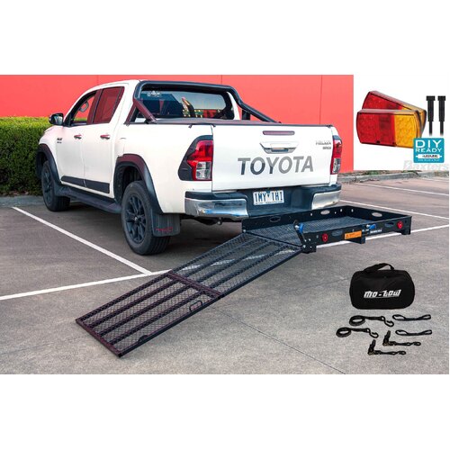145Cm X 76cm Mobility Scooter Wheelchair Carrier Atv Ramp Trailer With Led Light Kit & Straps