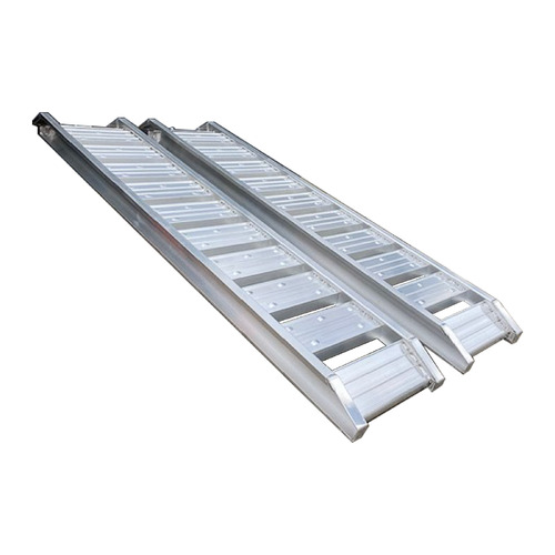 1.6 Tonne 2.44 Metre X 370Mm Aluminium Loading Ramps - Heavy Duty Rubber Track Use